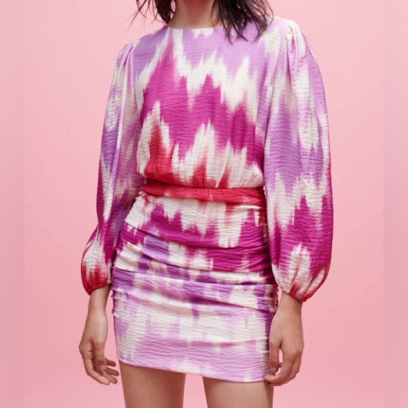 Maje Tie And Dye Printed Viscose Dress In Small/Fr36 - New Without Tags